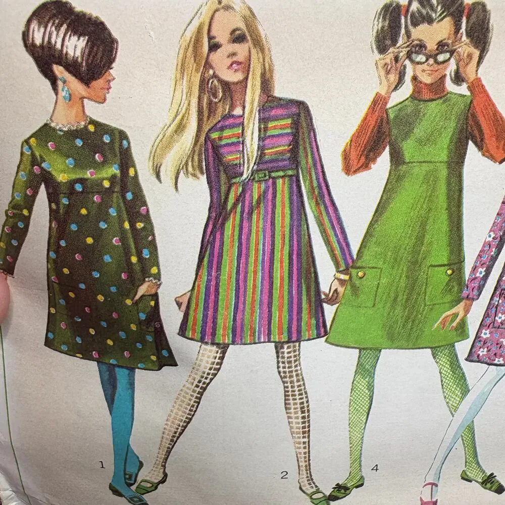 Vtg 1967 Simplicity 7300 Mod Dress Jumper Sewing Pattern Size 12 Bust 32 FF